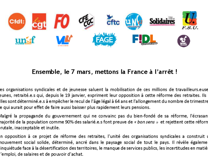 intersyndicale 7 mars